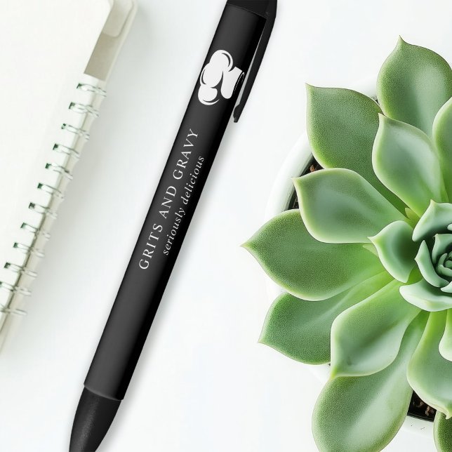 Restaurant Black White Chef Hat Promotional Black Ink Pen (Creator Uploaded)