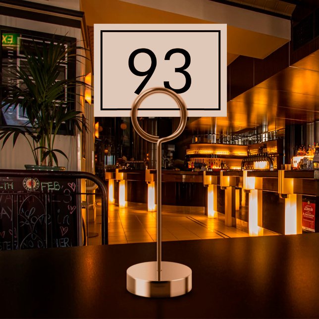 Restaurant Black White Minimalist Text Table Number (Creator Uploaded)