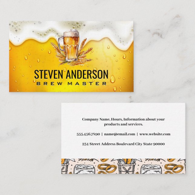 Restaurant Brewery | Beer Froth Business Card (Front/Back)
