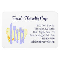 Restaurant Business Card Blue Yellow Custom Magnet