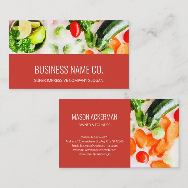 Restaurant Business Cards / Vine Red BG (Front/Back)