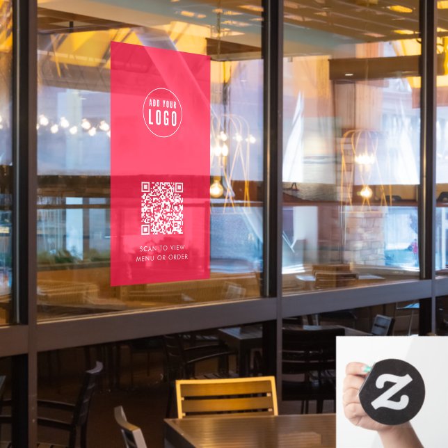Restaurant Cafe Add Logo and QR Code Custom Colour (Restaurant Window)