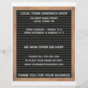 Restaurant Cafe Two Sided Menu Flyer Letterboard