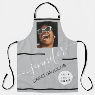 Restaurant Cakes Coffe Shop  Photo Logo Gray Apron