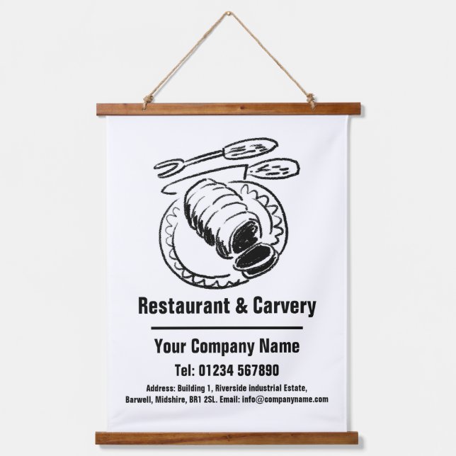 Restaurant & Carvery Cartoon Design Hanging Tapestry (Front)