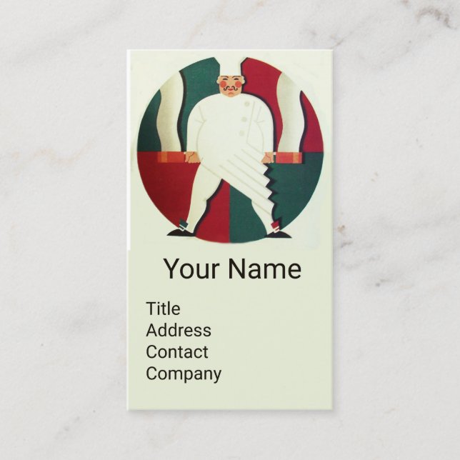 RESTAURANT CHEF COOKING FOOD,CATERING MONOGRAM BUSINESS CARD (Front)