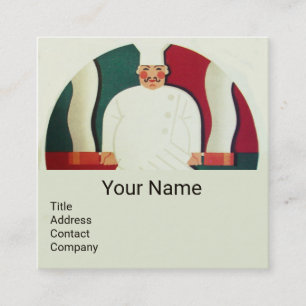 RESTAURANT CHEF COOKING FOOD,CATERING MONOGRAM SQUARE BUSINESS CARD