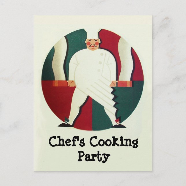 RESTAURANT CHEF'S COOKING PARTY Culinary Recipe Invitation Postcard (Front)