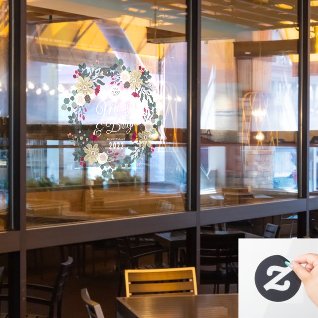 Restaurant Christmas decoration Merry and bright  (Restaurant Window)
