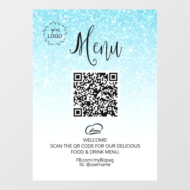 *~ Restaurant Coffee QR LOGO MENU Glitter (Sheet)