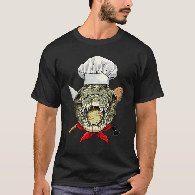 Restaurant Crocodile Chef Kitchen Cook Culinary Al T-Shirt (Front)