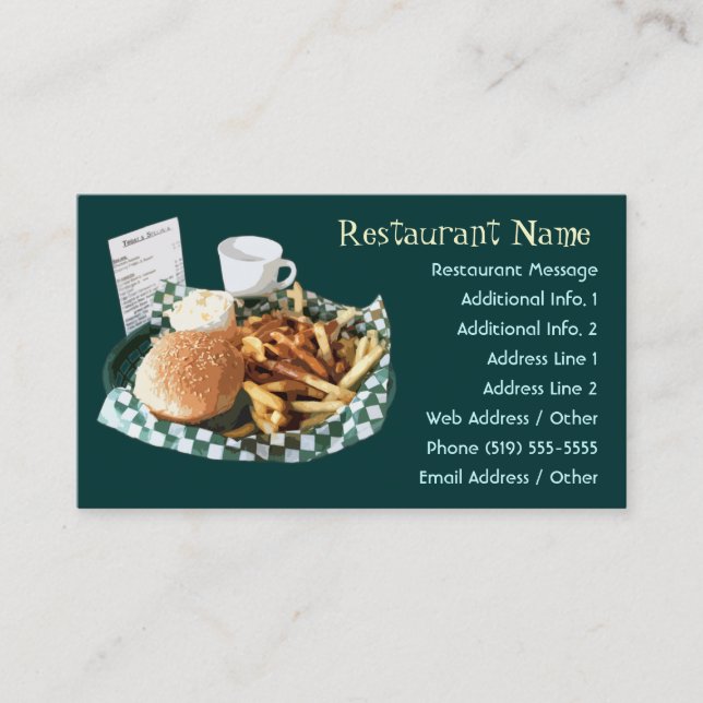 Restaurant / Diner / Cafe Business Cards (Front)