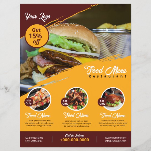 Restaurant Flyer | Food Menu (Front)