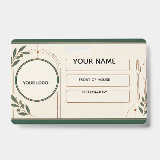 Restaurant Front of House Staff Identity ID Badge