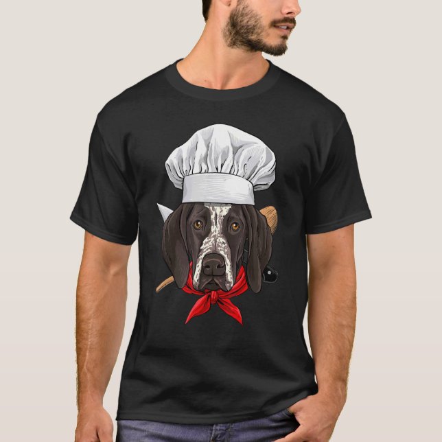 Restaurant German Shorthaired Pointer Chef Cooking T-Shirt (Front)
