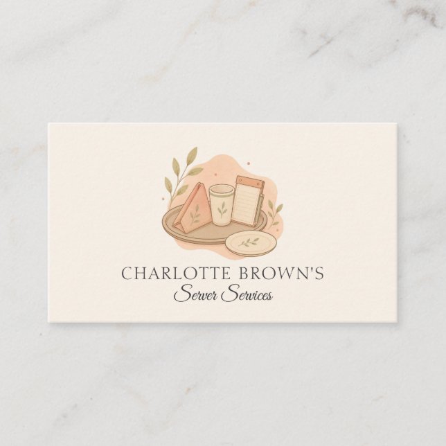 Restaurant Hospitality Server Services Business Card (Front)