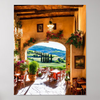 Restaurant in Tuscany Wall Art Poster