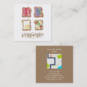 Restaurant logo Watercolor Food map Square Business Card