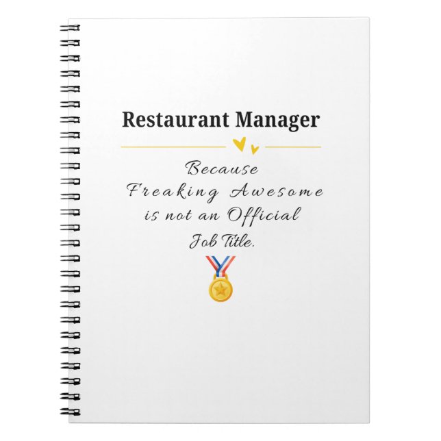 Restaurant Manager Notebook (Front)