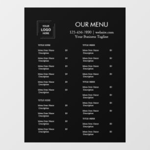 Restaurant Menu   Custom Black Logo Cafe 