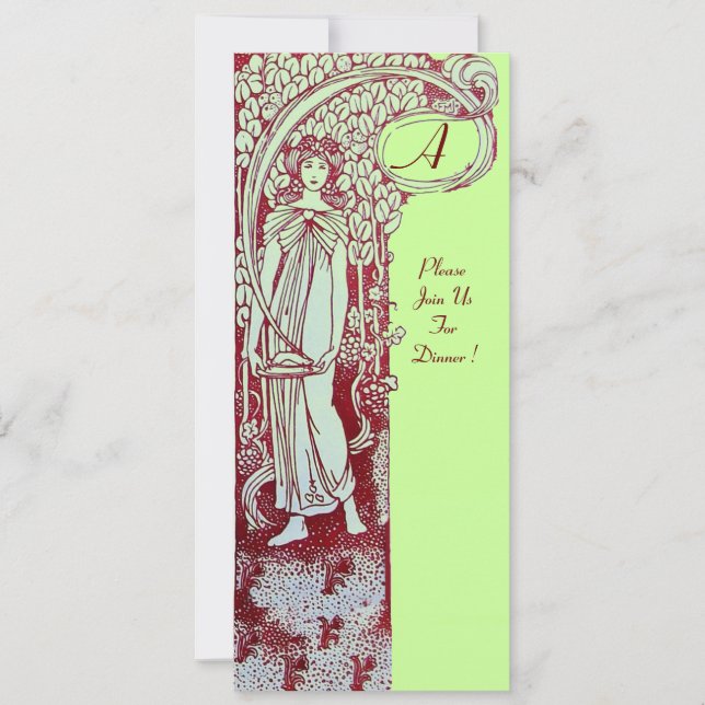 RESTAURANT MENU MONOGRAM Green Brown Dinner,Brunch Invitation (Front)