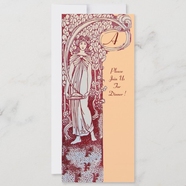RESTAURANT MENU MONOGRAM Pink Brown Dinner,Brunch Invitation (Front)