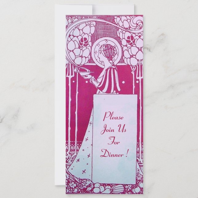 RESTAURANT MENU MONOGRAM Pink White Dinner,Brunch Invitation (Front)