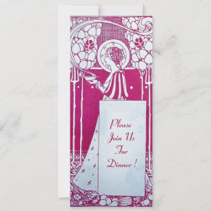 RESTAURANT MENU MONOGRAM Pink White Dinner,Brunch Invitation