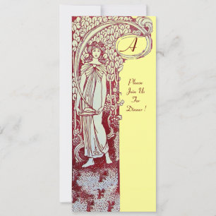 RESTAURANT MENU MONOGRAM Yellow Brown Dinner Invitation