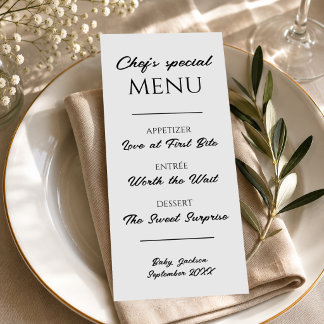 Restaurant Menu Pregnancy Announcement Baby Reveal