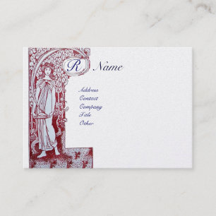 RESTAURANT MONOGRAM 2 red,silver platinum metallic Business Card