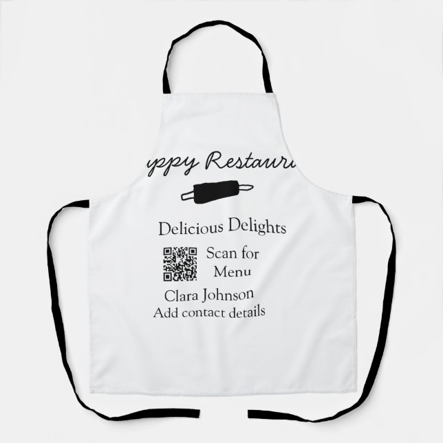 Restaurant name scan QR menu add contact details n Apron (Front)