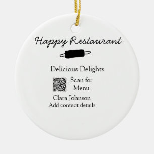 Restaurant name scan QR menu add contact details n Ceramic Tree Decoration