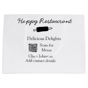 Restaurant name scan QR menu add contact details n Large Gift Bag