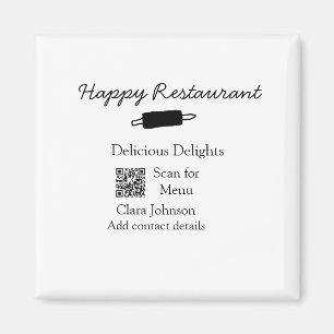 Restaurant name scan QR menu add contact details n Magnet