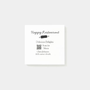 Restaurant name scan QR menu add contact details n Post-it Notes