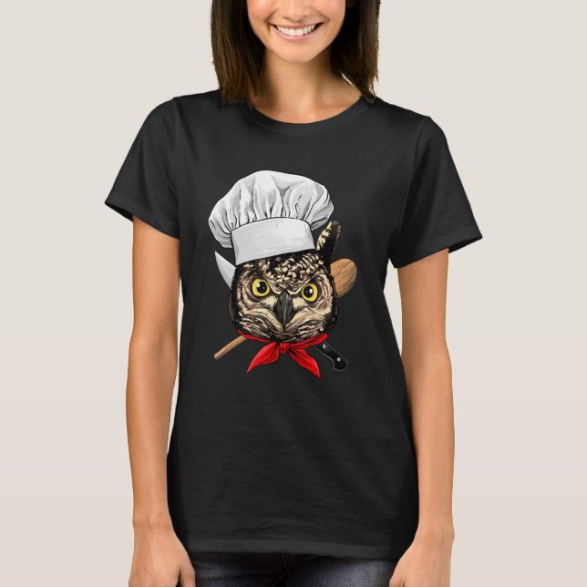 Restaurant Owl Chef Cook Culinary Kitchen Cooking T-Shirt (Front)