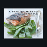 Restaurant Photo Gift Certificate Cards<br><div class="desc">Beautiful custom postcard size gift certificates for restaurants. Upload a photo of one of your restaurants dishes or use the stock photo. Text is fully customisable, keep the design as is and just fill in your information or use the customise it button to add text, change font style, size or...</div>