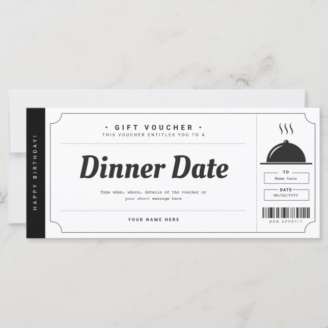 Restaurant Reservation Gift Voucher Certificate (Front)