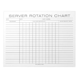 Restaurant Server Rotation Shift Chart Notepad