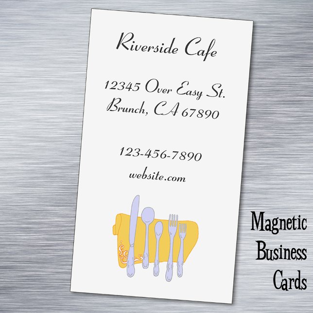 Restaurant Silverware Custom Magnetic Card (Restaurant Small Business Fridge custom magnetic business card)