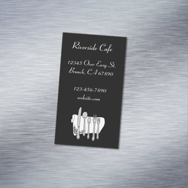 Restaurant Silverware on Black Custom Magnet Card (In Situ)