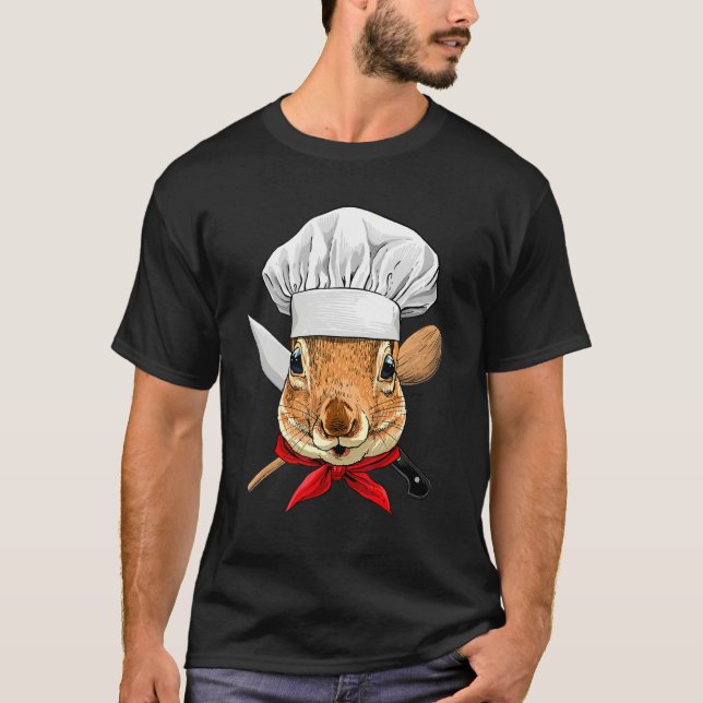 Restaurant Squirrel Chef Cook Kitchen Cooking  Rod T-Shirt (Front)