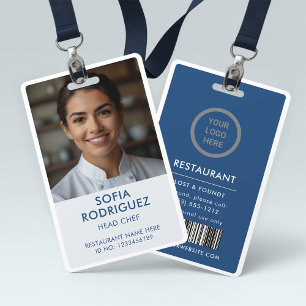 Restaurant Staff Photo ID Logo Blue Badge