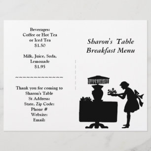 Restaurant Supplies, Breakfast Menu Customisable