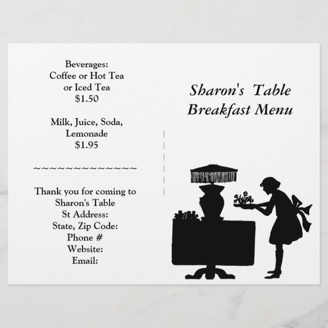 Restaurant Supplies, Breakfast Menu Customisable (Front)