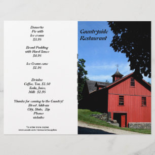 Restaurant Supplies, Countryside Menu, Customise!