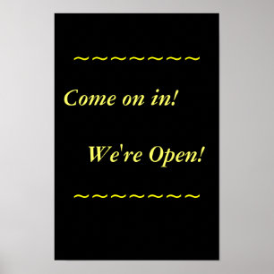 Restaurant Supplies, Open Sign, Black and Gold Poster