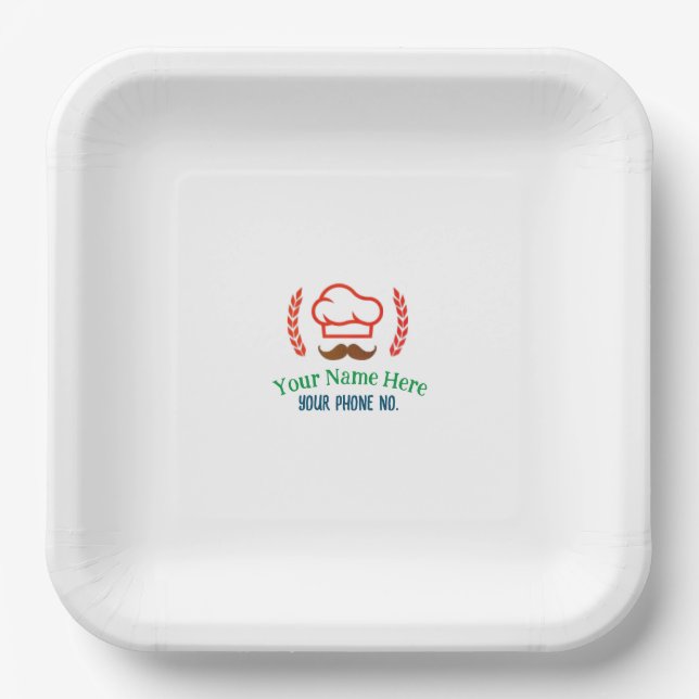 Restaurant T-Shirt with Customised Logo Paper Plate (Front)