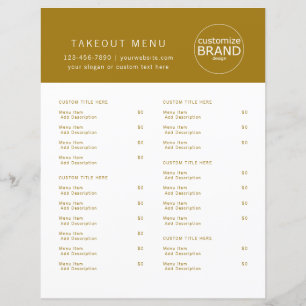 Restaurant Takeout Catering Logo Dark Gold Menu